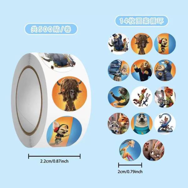 [ Set 20 Cuộn ] Sticker Zootopia [ 500 Tem ] - 20266