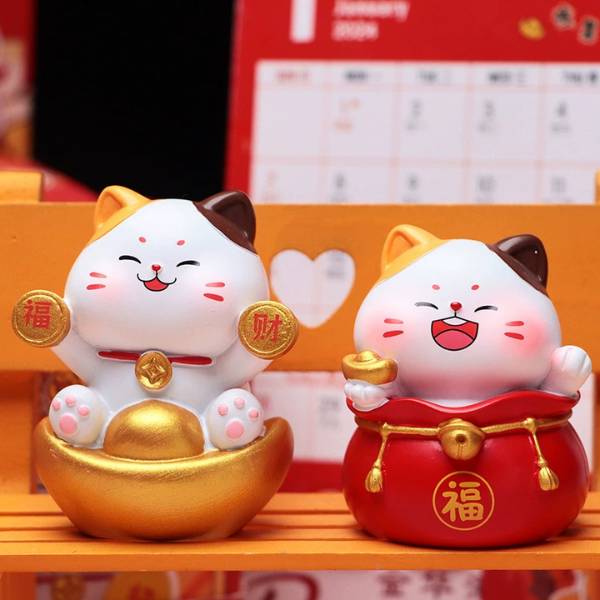 [ Hộp 8 Box ] Mô Hình Mèo Thần Tài [ Size ~ : 4.5*6cm ] - 21354