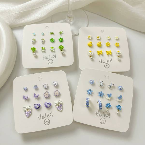 [ Set 5 Vỉ ] Bông Tai [ Hợp Kim ] - 21505