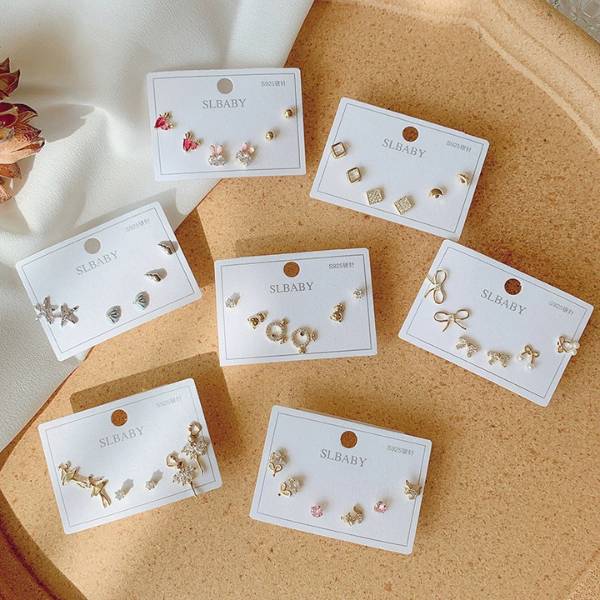 [ Set 5 Vỉ ] Bông Tai [ Zirconium ] - 21498