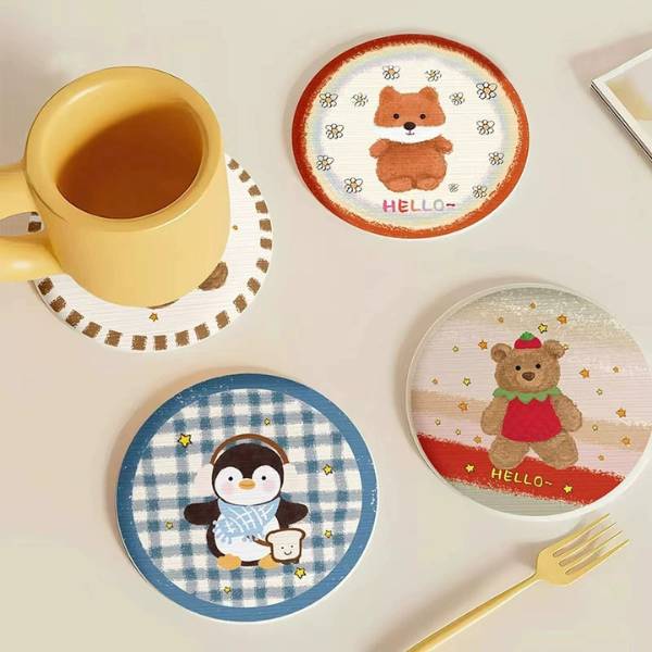 [ Set 10 Cái ] Lót Cốc [ Làm Từ Đất Tảo Thấm Hút Cao Cấp / Có Thể Vệ Sinh / Dày 9mm ] - 22133