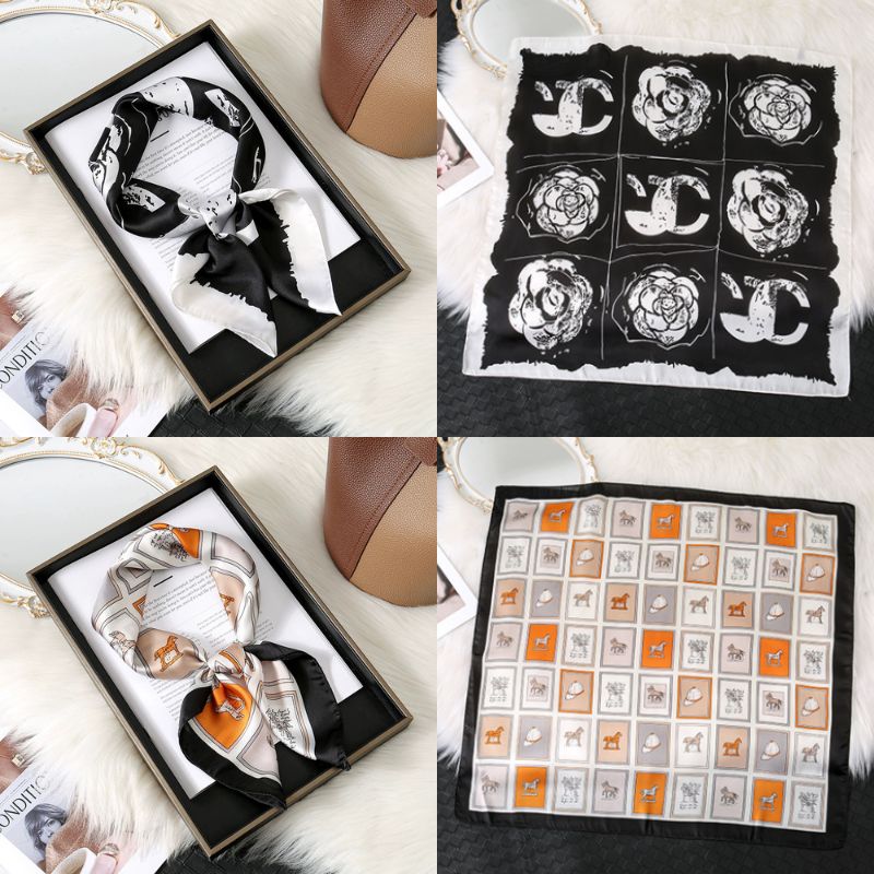 [ Set 10 Cái ] Khăn Lụa Vuông Hàn Quốc [ 70*70cm - Không Hôp ] - 18110