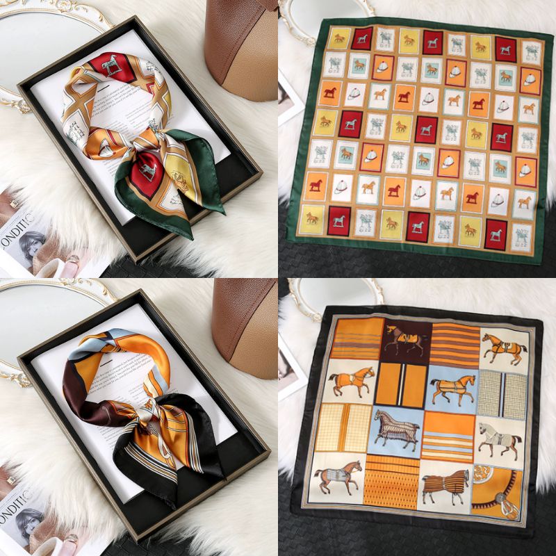 [ Set 10 Cái ] Khăn Lụa Vuông Hàn Quốc [ 70*70cm - Không Hôp ] - 18110