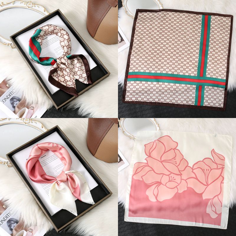 [ Set 10 Cái ] Khăn Lụa Vuông Hàn Quốc [ 70*70cm - Không Hôp ] - 18110