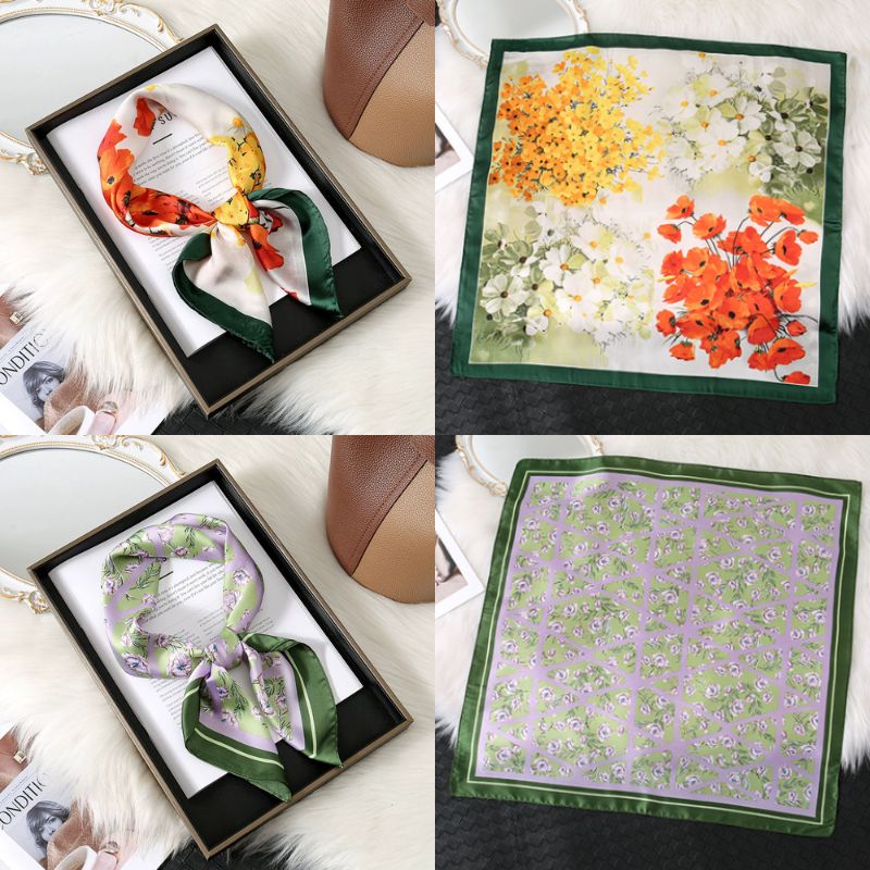 [ Set 10 Cái ] Khăn Lụa Vuông Hàn Quốc [ 70*70cm - Không Hôp ] - 18110