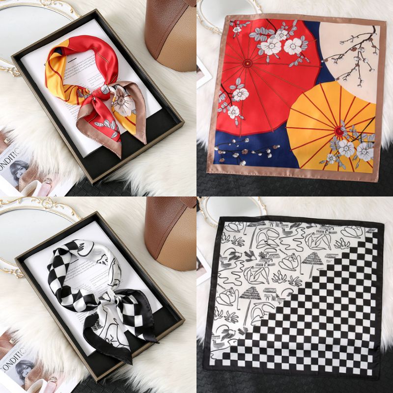 [ Set 10 Cái ] Khăn Lụa Vuông Hàn Quốc [ 70*70cm - Không Hôp ] - 18110