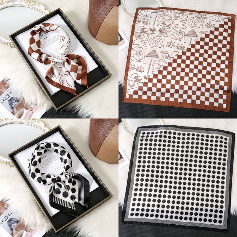 [ Set 10 Cái ] Khăn Lụa Vuông Hàn Quốc [ 70*70cm - Không Hôp ] - 18110