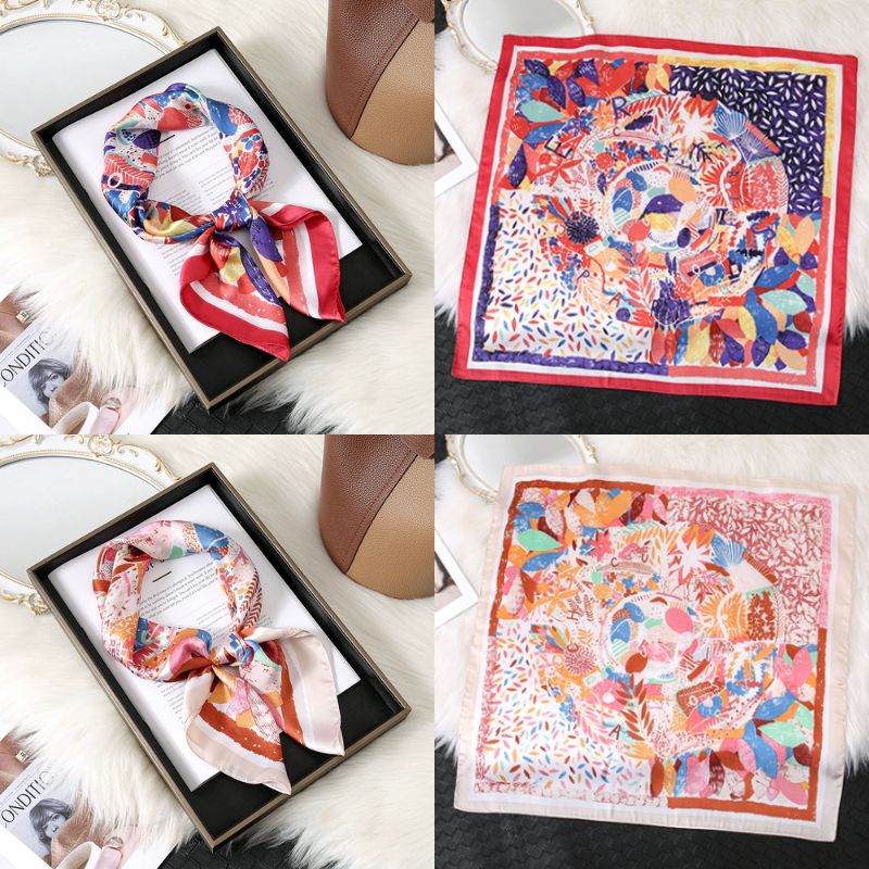 [ Set 10 Cái ] Khăn Lụa Vuông Hàn Quốc [ 70*70cm - Không Hôp ] - 18110