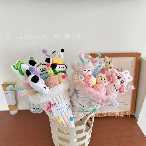 [ Set 2 Bó ] Hoa Gấu Bông [ Hoa + Túi + Dây Đèn+ Thiệp 20*30 ] - 16384