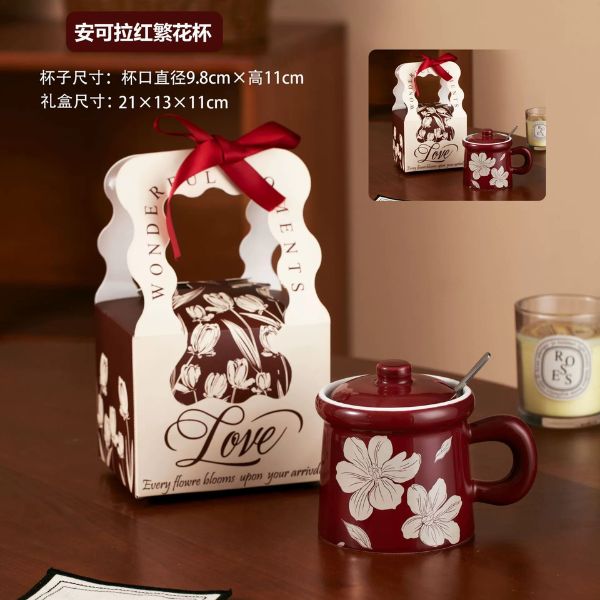 [ Set 2 Cái ] Ly Cốc Sứ [ Nắp + Thìa + Hộp Đẹp ] - 17985