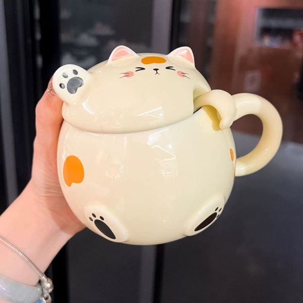 [ Set 2 Cái ] Ly Cốc Sứ [ Nắp + Thìa ] - 17986