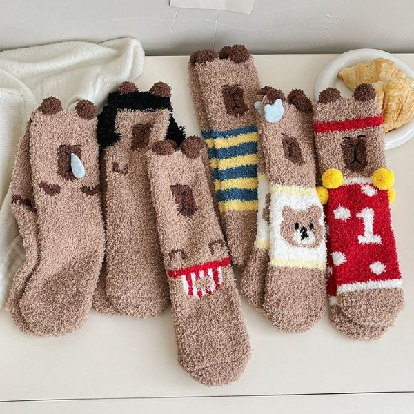 [ Set 5 Đôi ] Vớ Dài Mùa Đông Capybara [ Cotton / Có Tag Treo ] - 18034