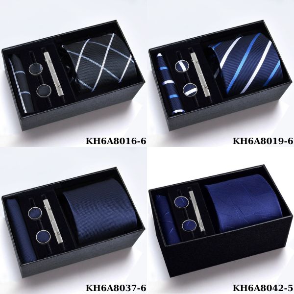 [ Set 2 Bộ Quà Tặng 5 Món ] Cà Vạt 145*80*35mm / Khăn 220*220mm - 18581