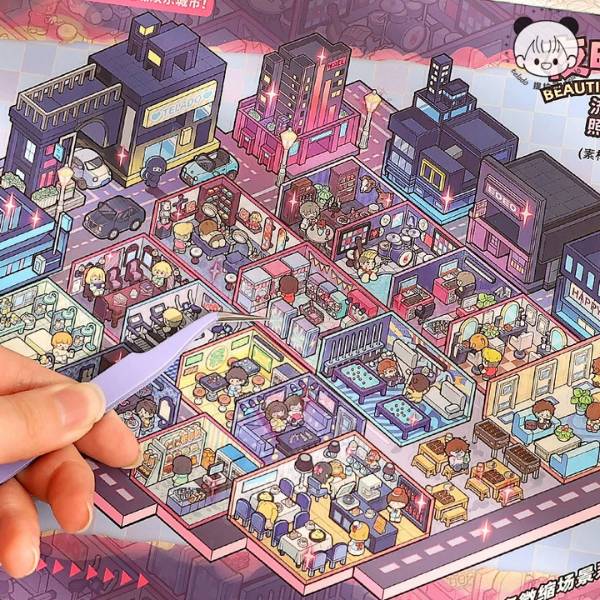 [ Set 4 Quyển ] Sticker Trang Trí 3D [ 26*19.5cm / 10 Tấm Nền / 185 Chủ Đề Trang Trí ] - 19885