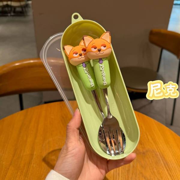 [ Set 5 Hộp ] Thìa Nĩa Zootopia [ Hộp 2 Cái / Inox 304 ] - 20033
