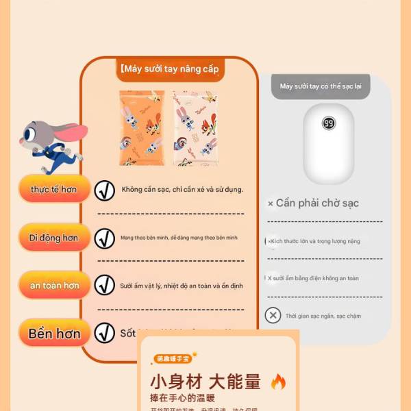 [ Set 100 Túi ] Sưởi Nóng Di Động Zootopia [ Dùng 1 Lần / Nóng Đến 8H ] - 20039