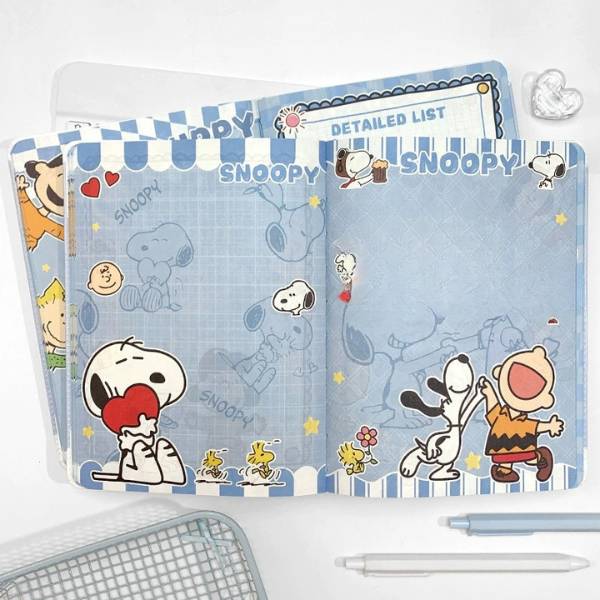[ Set 2 Quyển ] Sổ Nhật Ký Bìa Da Snoopy [ A5 / Giấy Hoạ Tiết ] - 20068