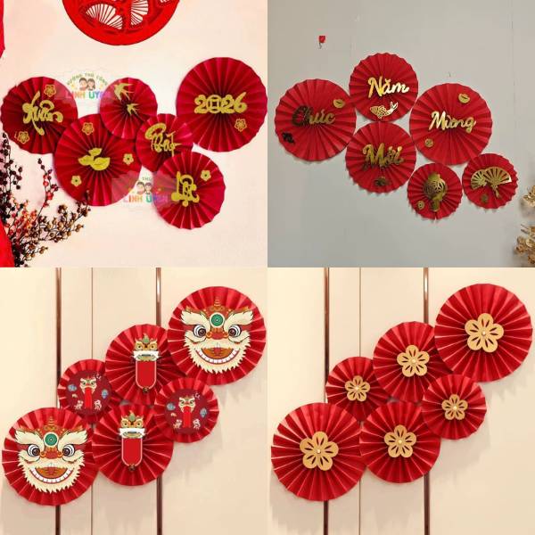 [ Set 10 Bộ ] Quạt Trang Trí Năm Mới [ Bộ Vật Liệu ] - 20531