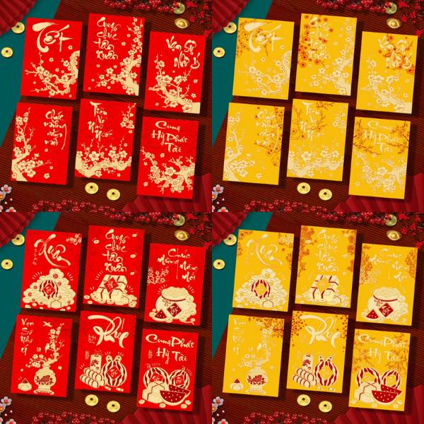 [ Set 100 Xấp ] Lì Xì [ Xấp 6 Cái / Size Nhỏ ] - 20614