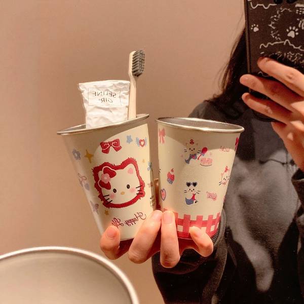 [ Set 5 Cái ] Cốc Súc Miếng Hello Kitty [ Inox 304 ] - 20689