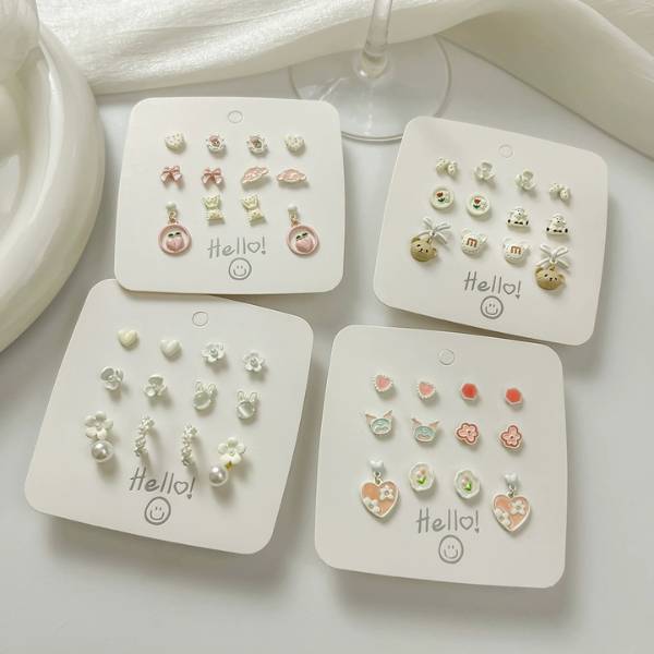 [ Set 5 Vỉ ] Bông Tai [ Hợp Kim ] - 21505