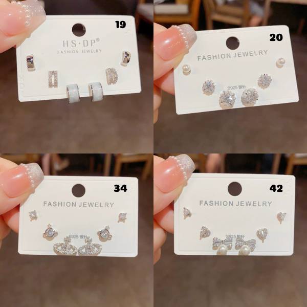 [ Set 5 Vỉ ] Bông Tai [ Zirconium ] - 21498