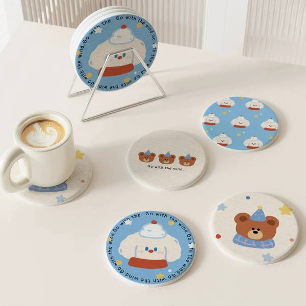 [ Set 10 Cái ] Lót Cốc [ Làm Từ Đất Tảo Thấm Hút Cao Cấp / Có Thể Vệ Sinh / Dày 9mm ] - 22135