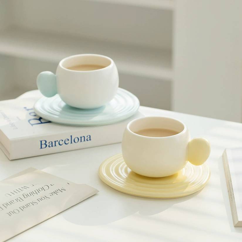 [ Set 3 Cái ] Cốc Sứ + Đĩa - 22412