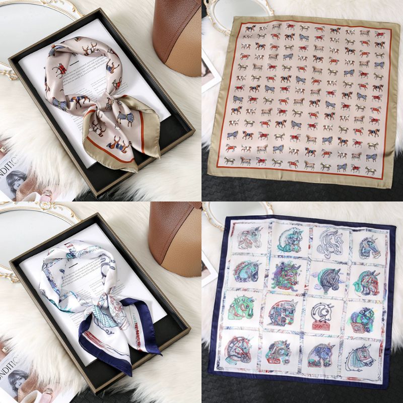 [ Set 10 Cái ] Khăn Lụa Vuông Hàn Quốc [ 70*70cm - Không Hôp ] - 18110