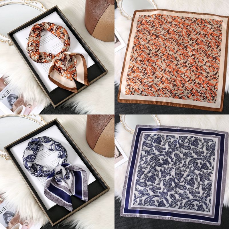 [ Set 10 Cái ] Khăn Lụa Vuông Hàn Quốc [ 70*70cm - Không Hôp ] - 18110