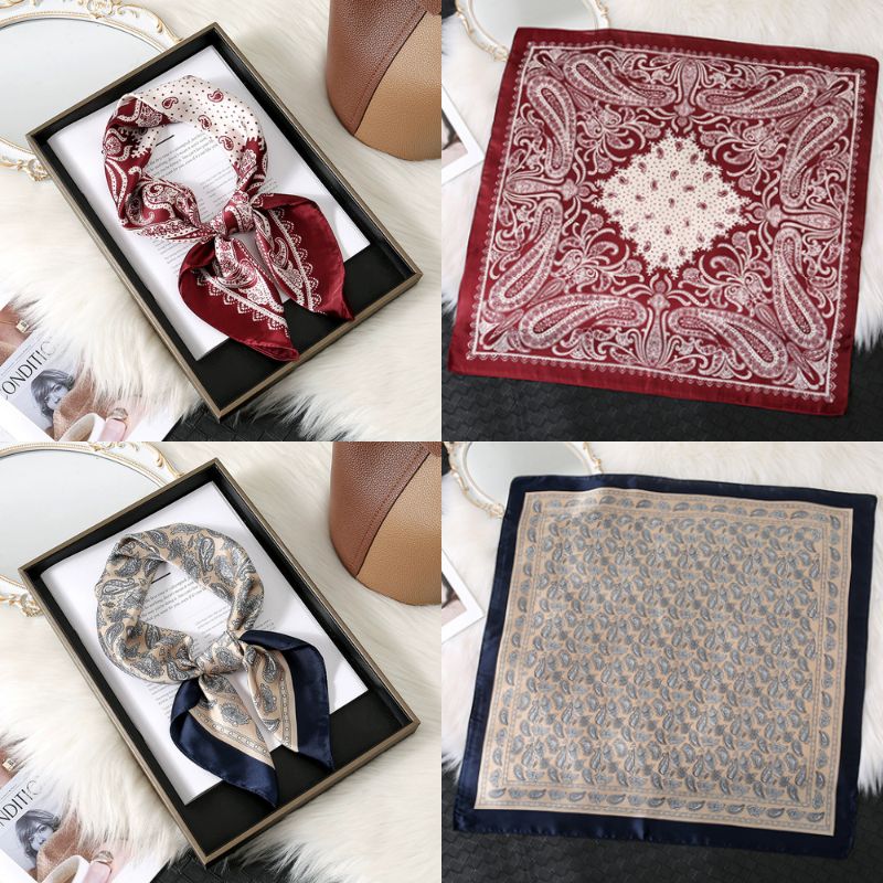 [ Set 10 Cái ] Khăn Lụa Vuông Hàn Quốc [ 70*70cm - Không Hôp ] - 18110