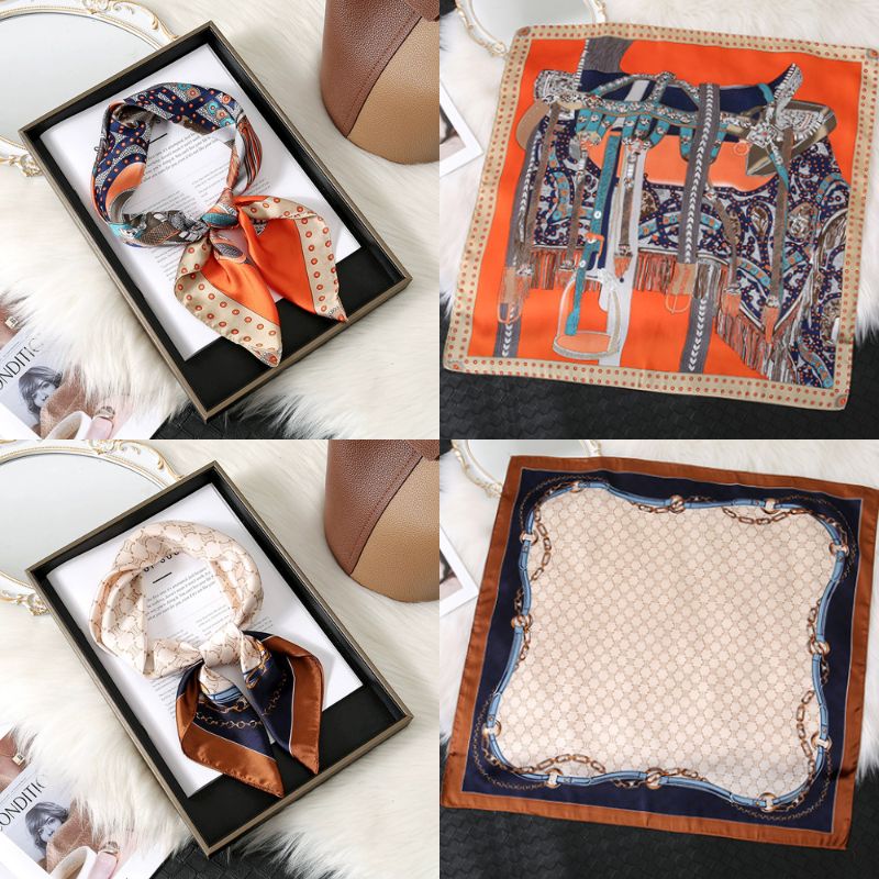 [ Set 10 Cái ] Khăn Lụa Vuông Hàn Quốc [ 70*70cm - Không Hôp ] - 18110