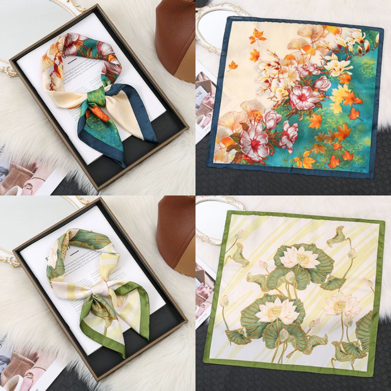 [ Set 10 Cái ] Khăn Lụa Vuông Hàn Quốc [ 70*70cm - Không Hôp ] - 18110