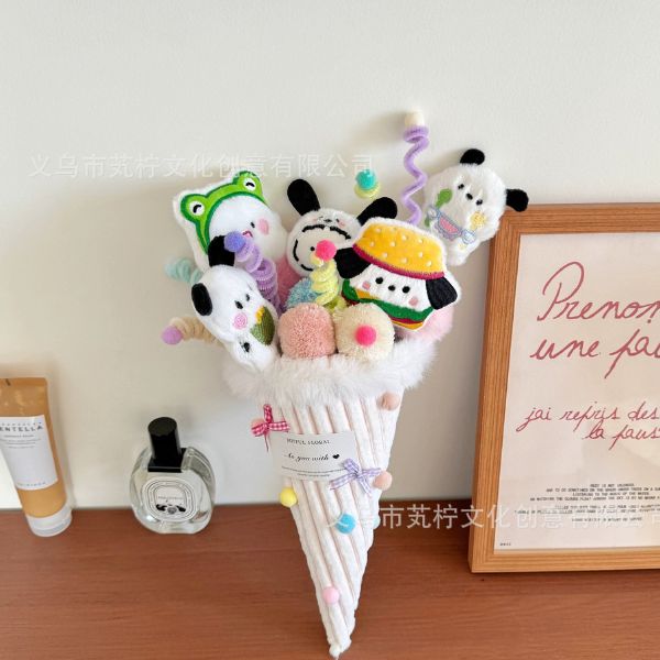 [ Set 2 Bó ] Hoa Gấu Bông [ Hoa + Túi + Dây Đèn+ Thiệp 20*30 ] - 16384