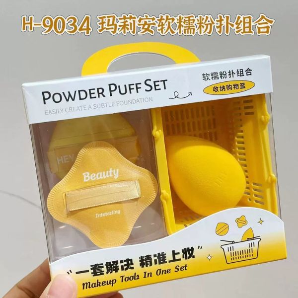 [ Set 3 Hộp ] Bông Trang Điểm [ 3 Bông + 1 Rổ ] - 16397