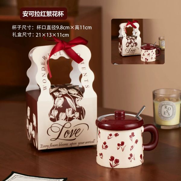 [ Set 2 Cái ] Ly Cốc Sứ [ Nắp + Thìa + Hộp Đẹp ] - 17985