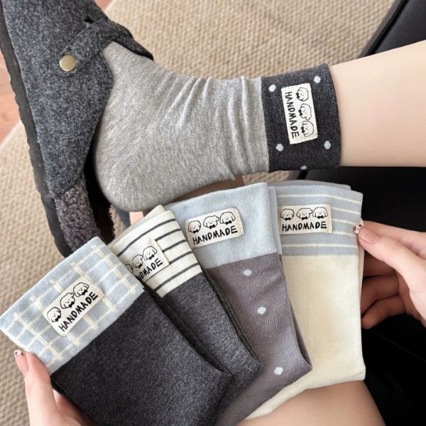 [ Set 5 Đôi ] Vớ Dài [ Cotton / Có Tag Treo ] - 18038