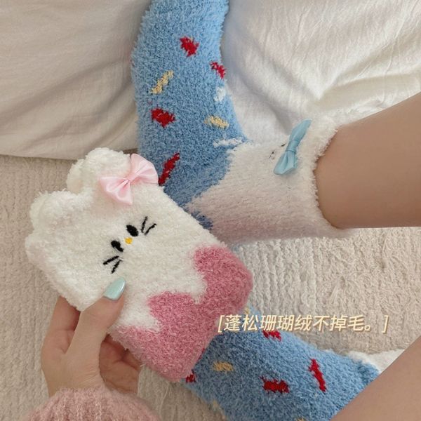 [ Set 5 Đôi ] Vớ Dài Mùa Đông Hello Kitty [ Cotton / Có Tag Treo ] - 18044