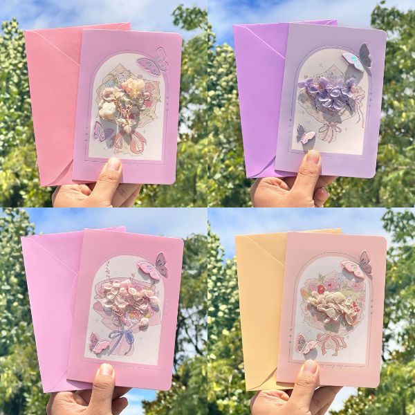 [ Set 12 Cái ] Thiệp Hoa Khô - 18113