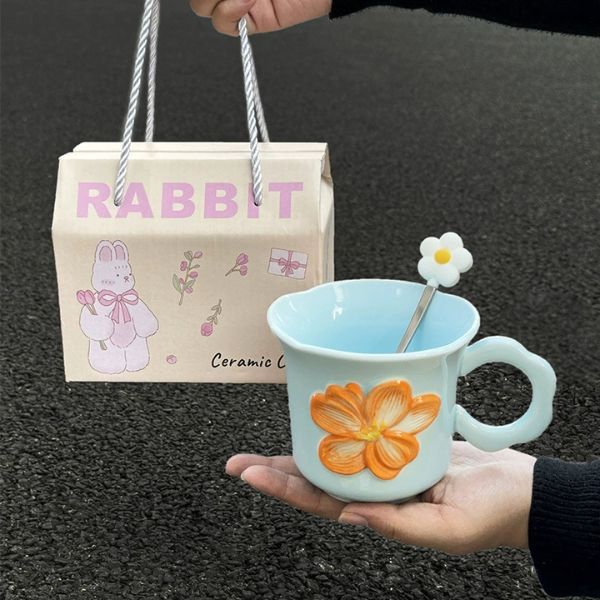 [ Set 2 Cái ] Ly Cốc Sứ + Thìa [ Hộp Quà Đẹp ] - 18395