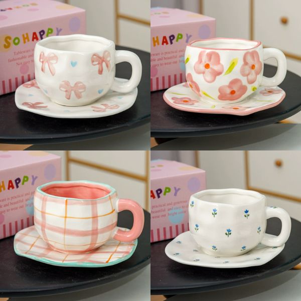 [ Set 2 Cái ] Ly Cốc Sứ + Đĩa - 18478