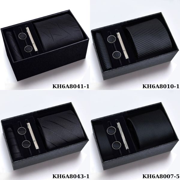 [ Set 2 Bộ Quà Tặng 5 Món ] Cà Vạt 145*80*35mm / Khăn 220*220mm - 18581