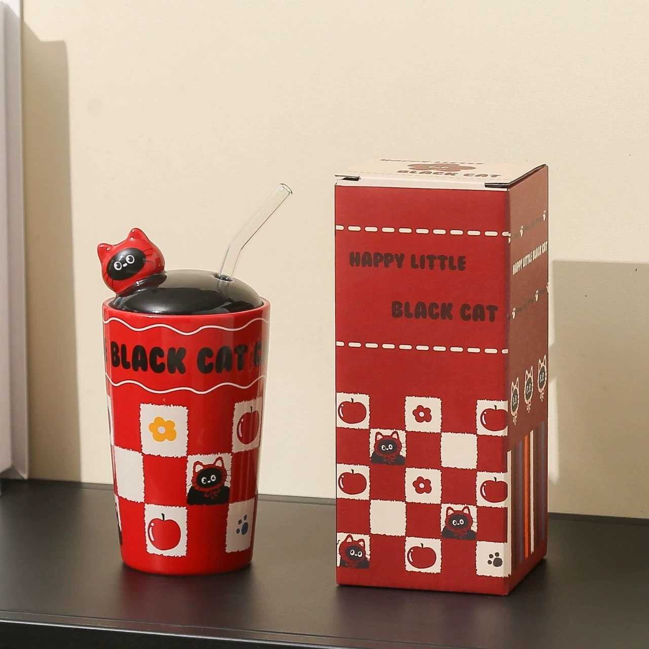 [ Set 2 Cái ] Ly Cốc Sứ [ Ly / Nắp / Ống Hút / Hộp Đẹp ] - 19554