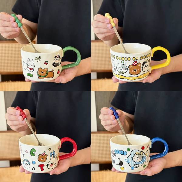 [ Set 2 Cái ] Cốc Sứ 450ml [ Cốc + Thìa + Hộp Màu ] - 19884