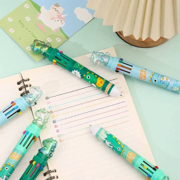 [ Hộp 36 Cây ] Bút Bi Bấm 10 Màu Dino [ 0.7mm ] - 20080