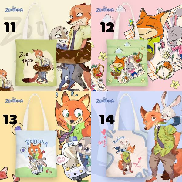 [ Set 5 Cái ] Túi Tote Zootopia [ In 2 Mặt / Khoá Kéo ] - 20203