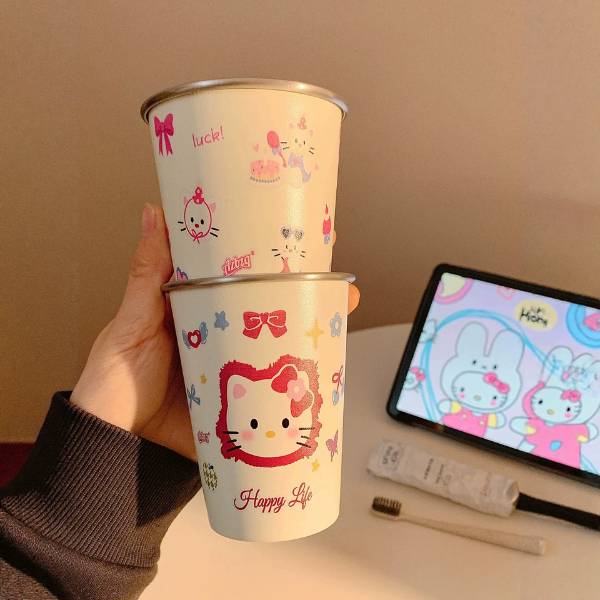 [ Set 5 Cái ] Cốc Súc Miếng Hello Kitty [ Inox 304 ] - 20689