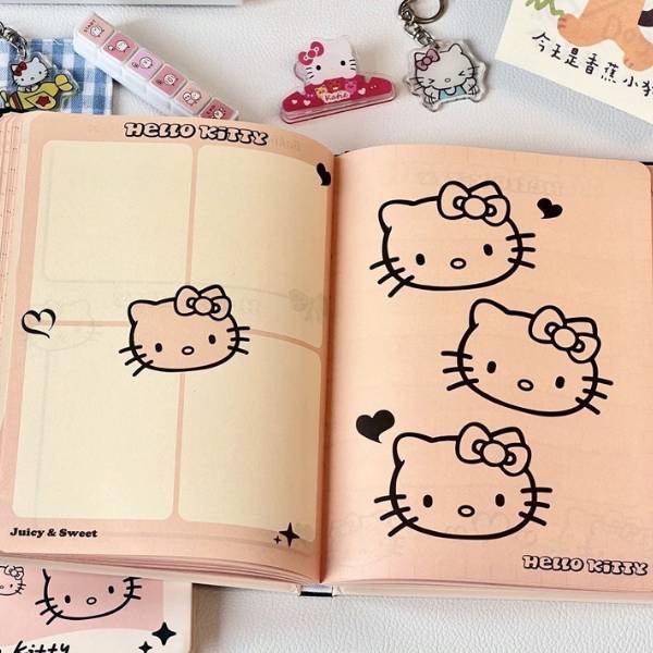 [ Set 5 Quyển ] Sổ Nhật Ký Hello Kitty [ A5 / Giấy Hoạ Tiết ] - 20694
