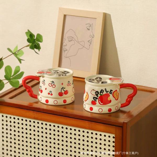 [ Set 2 Cái ] Cốc Sứ + Nắp [ Hộp Màu ] - 21272