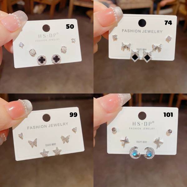 [ Set 5 Vỉ ] Bông Tai [ Zirconium ] - 21498